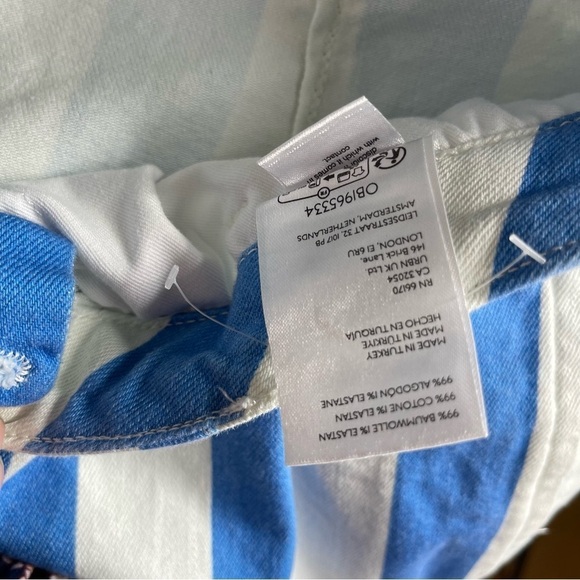 Maeve x Anthropologie Parasol Stripe Dad Shorts In Blue & White Stripe Size 14 - Picture 5 of 9